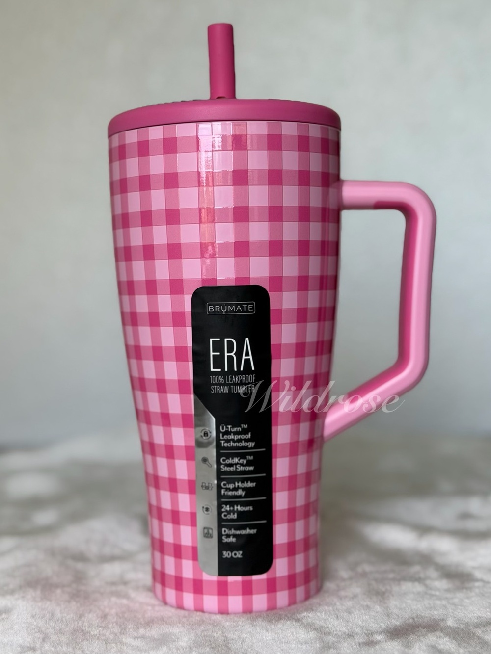 Brumate Pink Gingham 30OZ ERA TUMBLER NEW